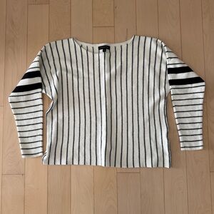 Banana Republic Cream and Navy Striped Boat Neck Sweater